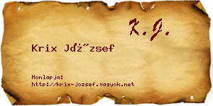 Krix József névjegykártya